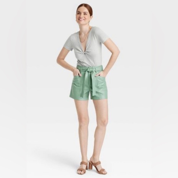 NWT A New Day™ Women's Short Sleeve V-Neck Linen T-Shirt - Picture 3 of 3